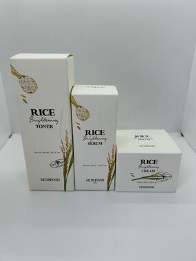 SKINFOOD Rice Brightening Set Toner Serum Cream Bundle K-Beauty Glow